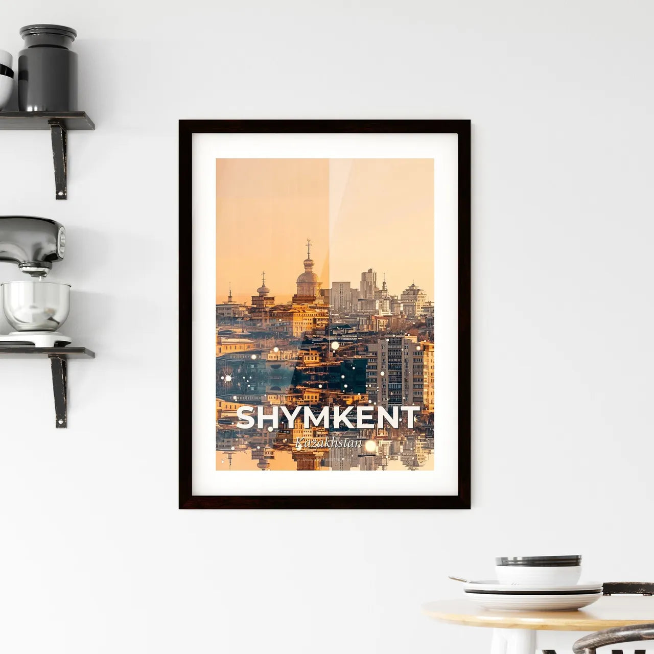 Shymkent Architectural Skyline Composite Art Framed Print