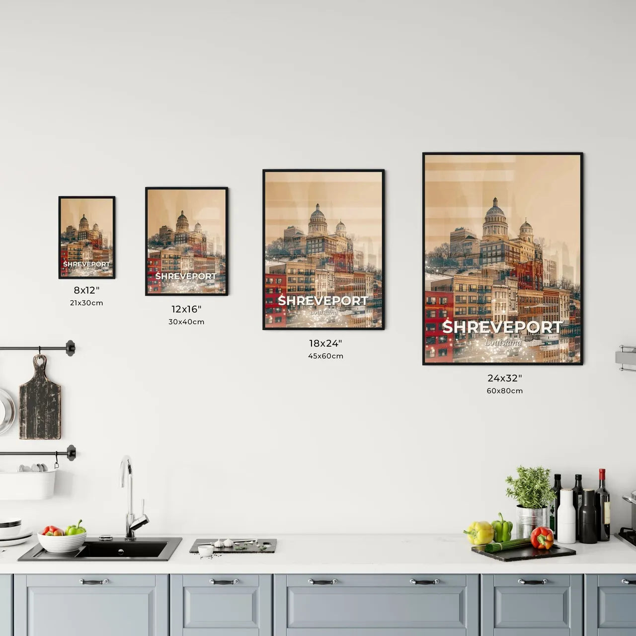 Shreveport Skyline Double Exposure Art Poster Office Art