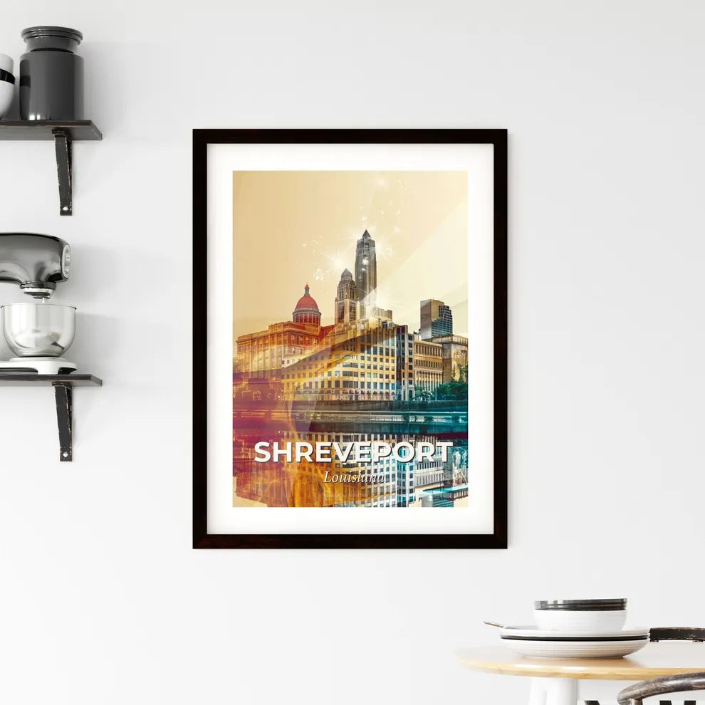 Shreveport City Lights Skyline Poster Framed Print