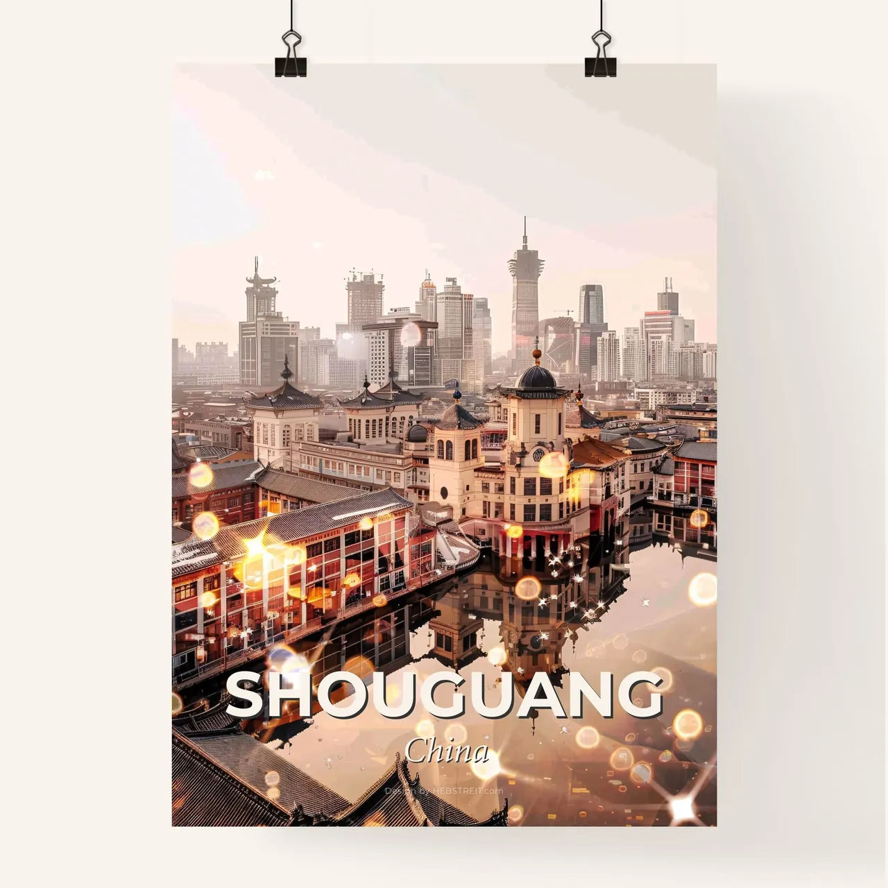 Shouguang Cityscape Composite Skyline Art Poster Poster