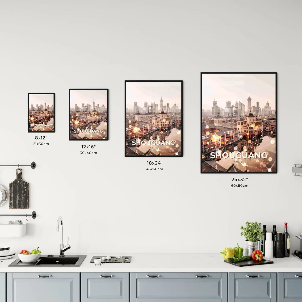 Shouguang Cityscape Composite Skyline Art Poster Office Art