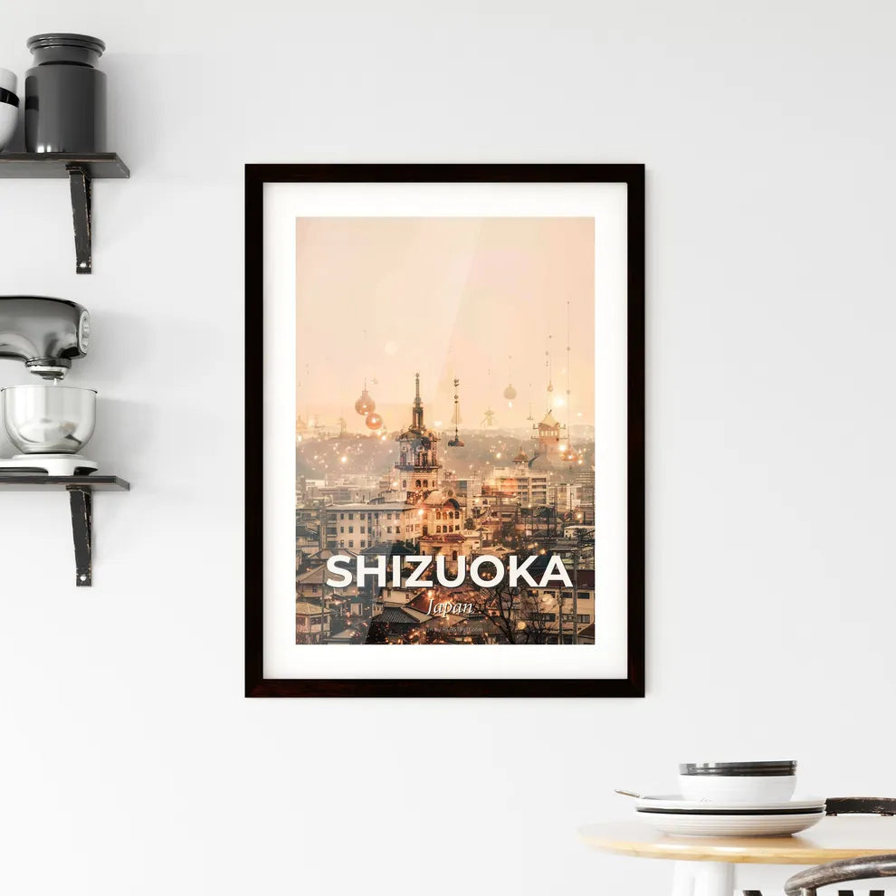 Shizuoka Skyline: Local Icons in Double Exposure Art Framed Print