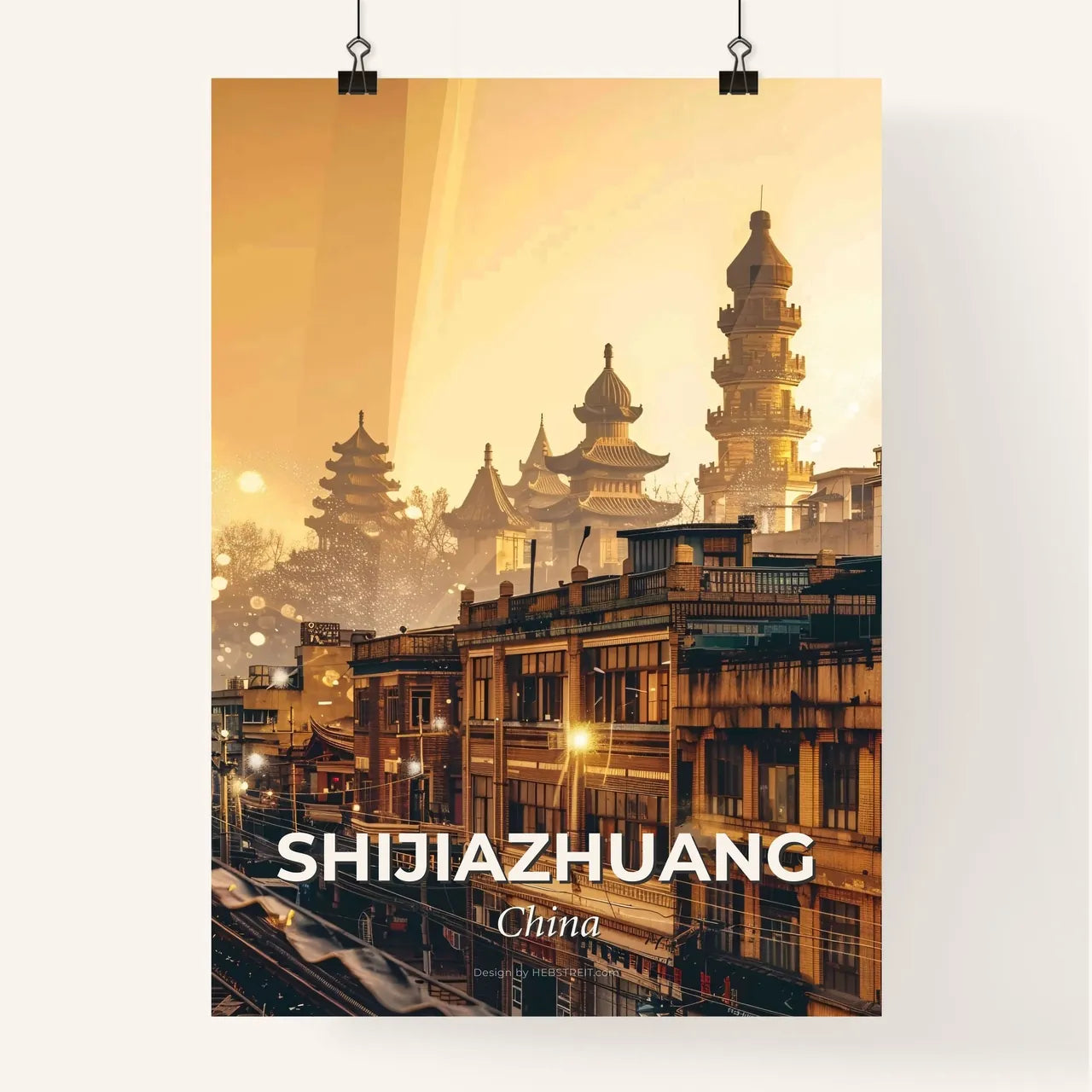 Shijiazhuang Skyline Composite Art Sparks Poster