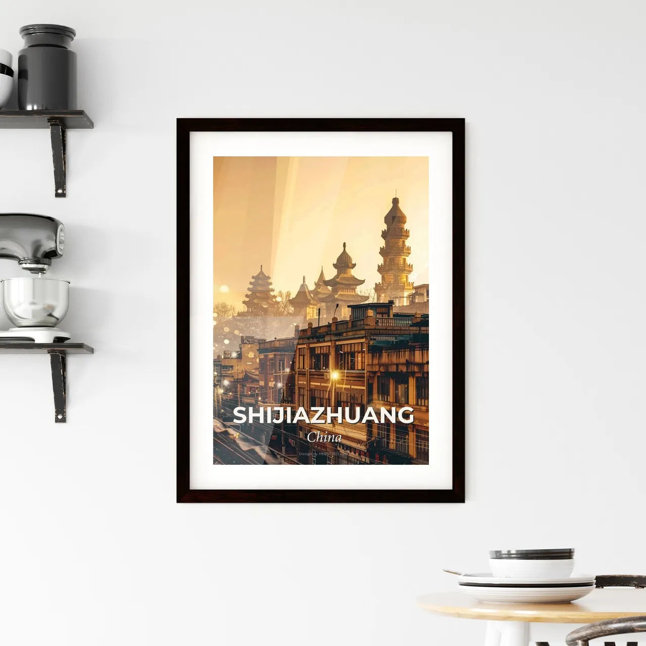 Shijiazhuang Skyline Composite Art Sparks Framed Print