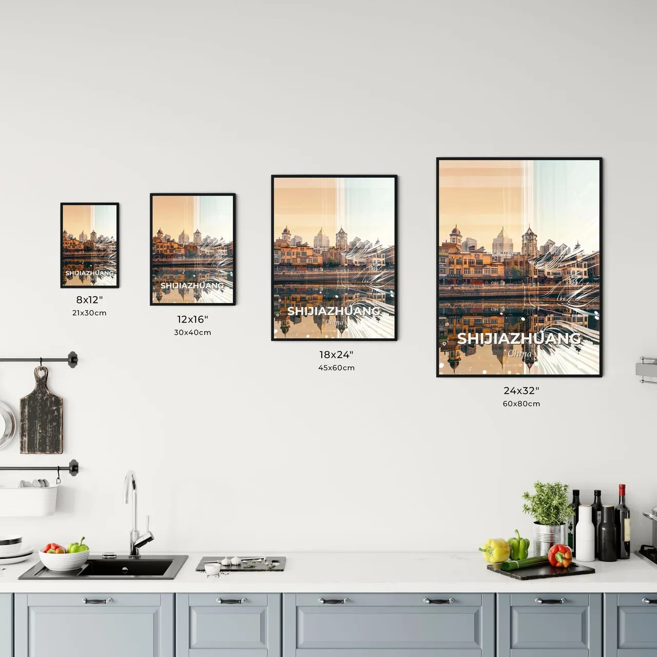 Shijiazhuang: Skyline Poster Art Sparkles Office Art