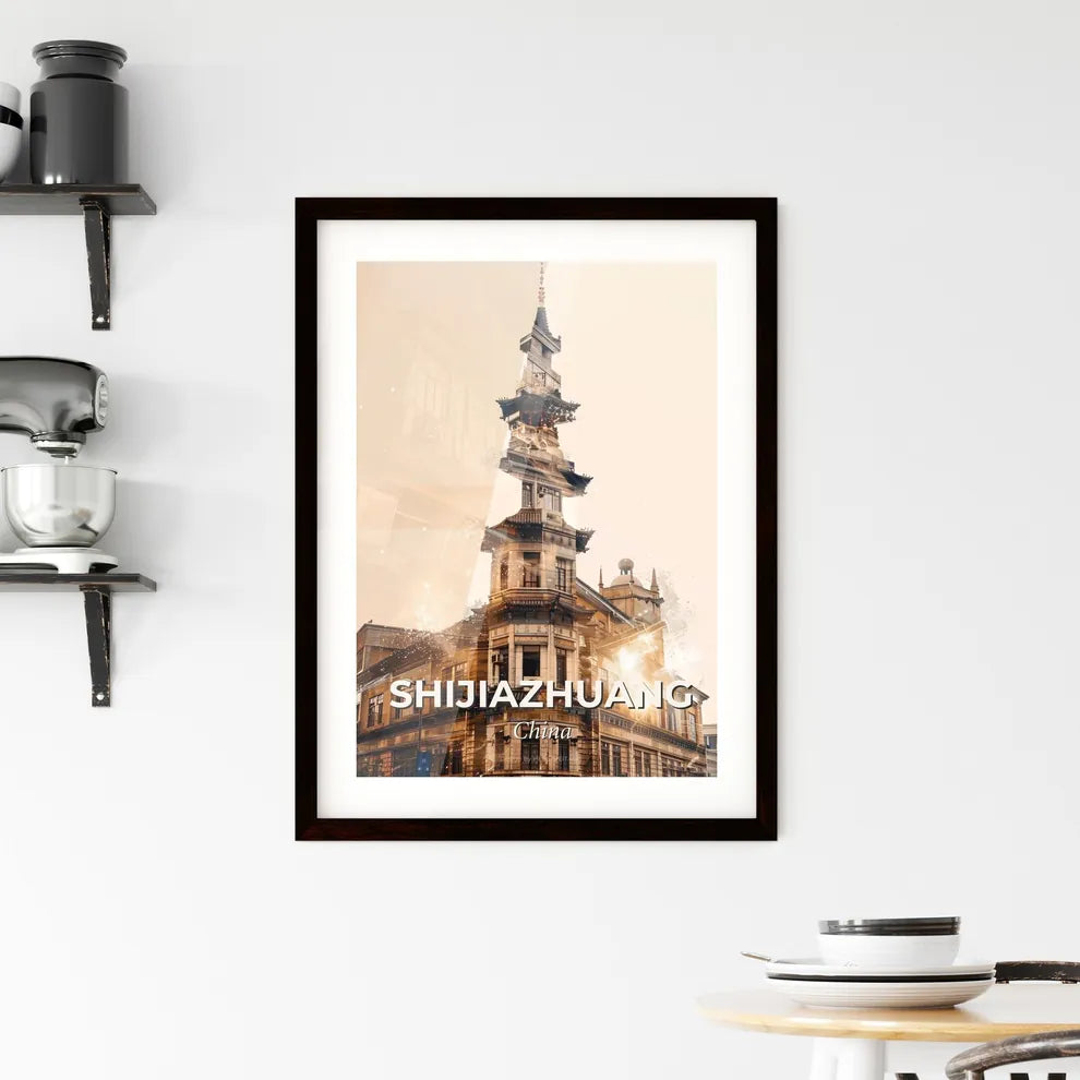 Shijiazhuang City Icon Sparkle Poster Framed Print