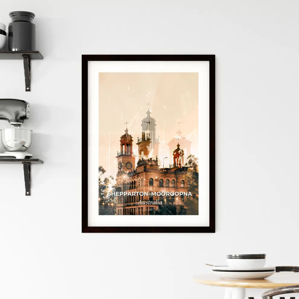 SheppartonMooroopna Skyline Double Exposure Composite Art Framed Print