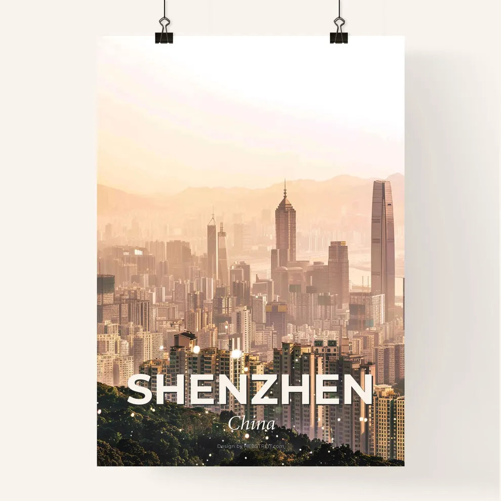 Shenzhen City Skyline Minimalism Architectural Icons Poster Poster