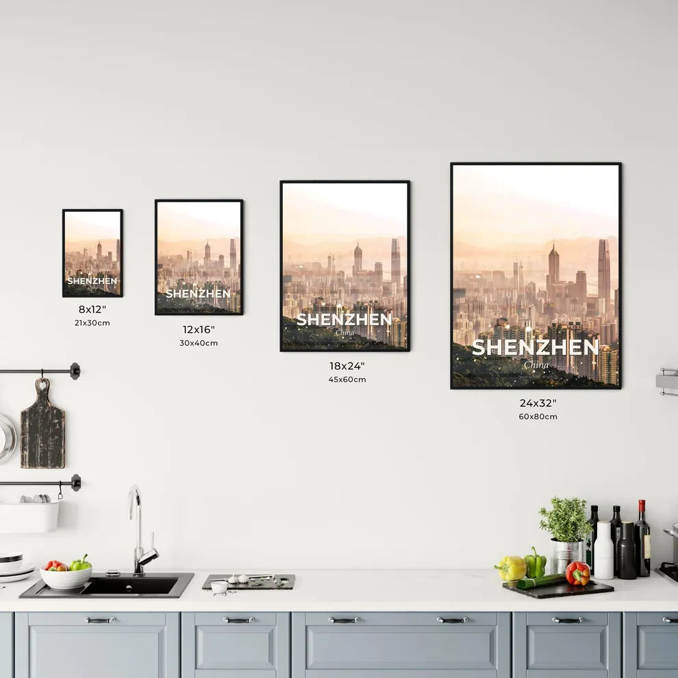 Shenzhen City Skyline Minimalism Architectural Icons Poster Office Art