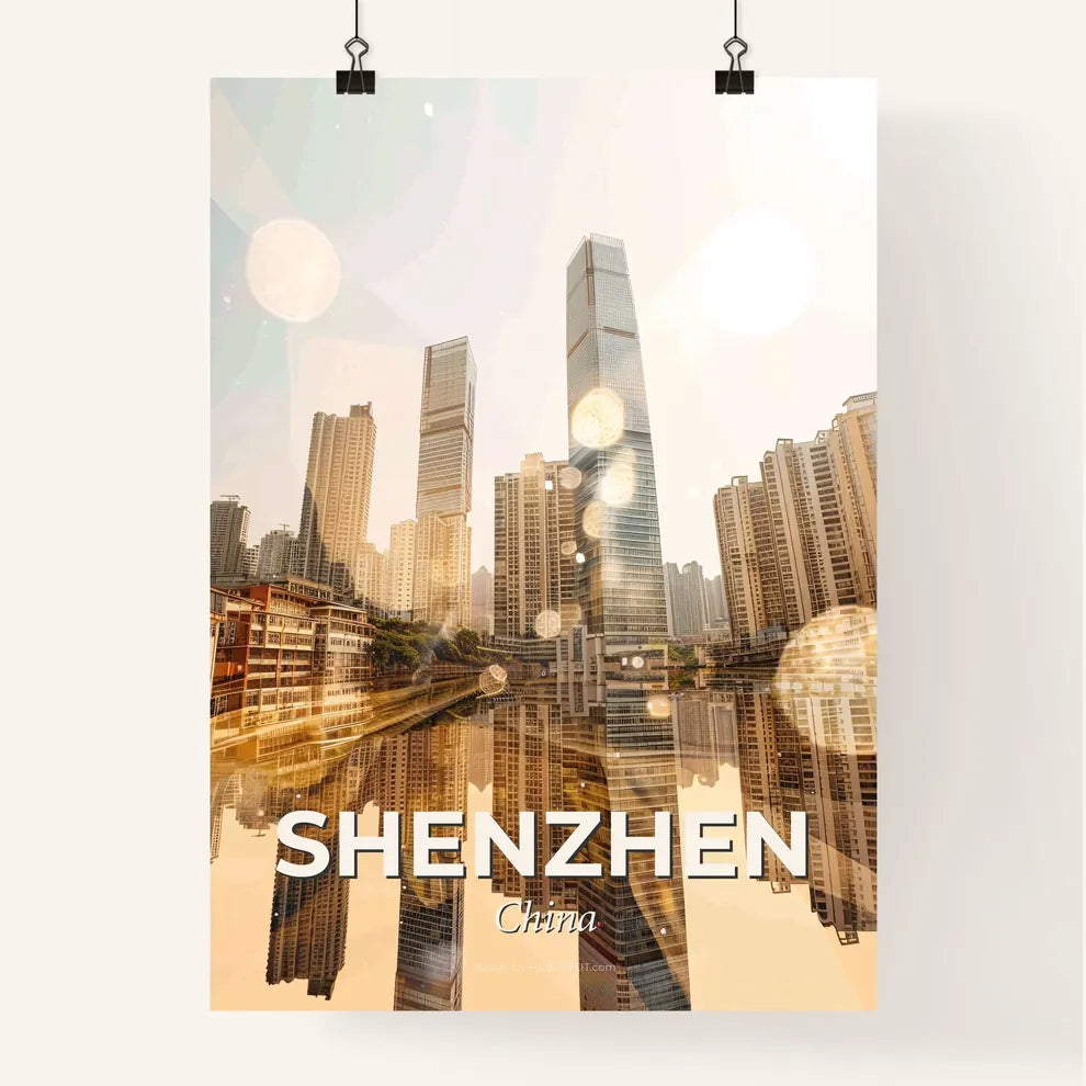 Shenzhen Skyline Double Exposure Art Poster Poster