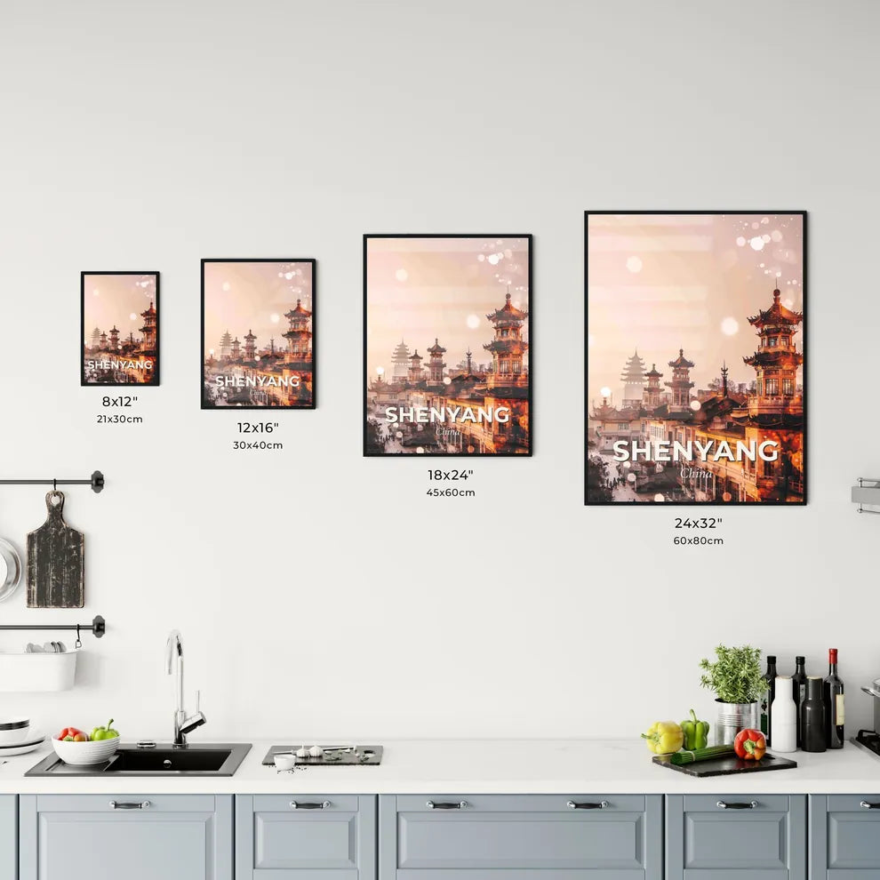 Shenyang Skyline Composite Art with Local Icons Office Art