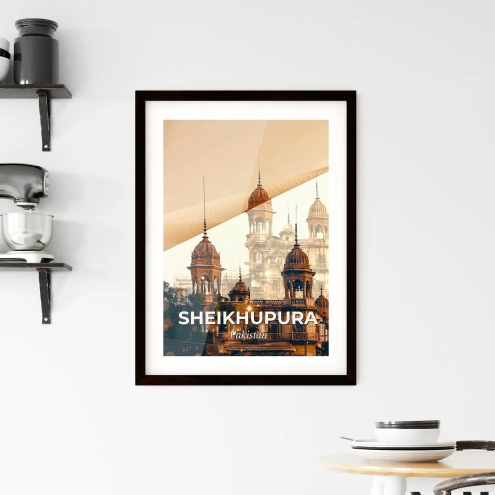 Sheikhupura: City Skyline Double Exposure Art Poster Framed Print