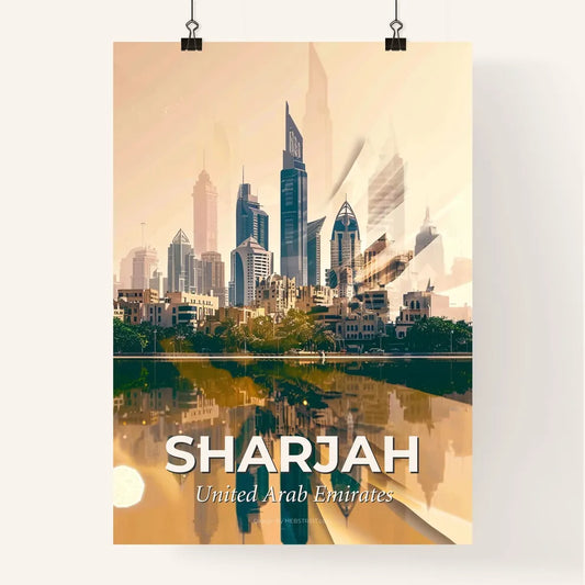 Sharjah Skyline Architecture Double Exposure Poster Design Poster