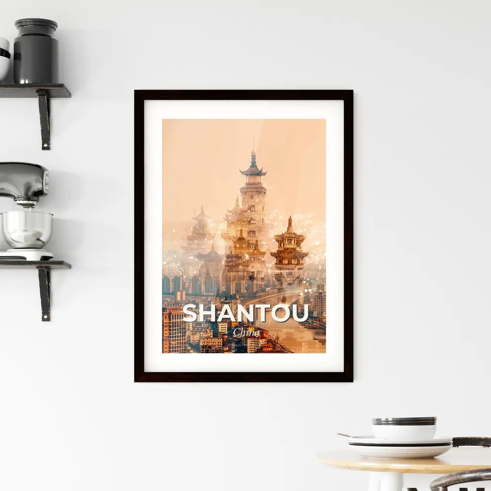 Shantou Skyline: Local Icons in Double Exposure Framed Print