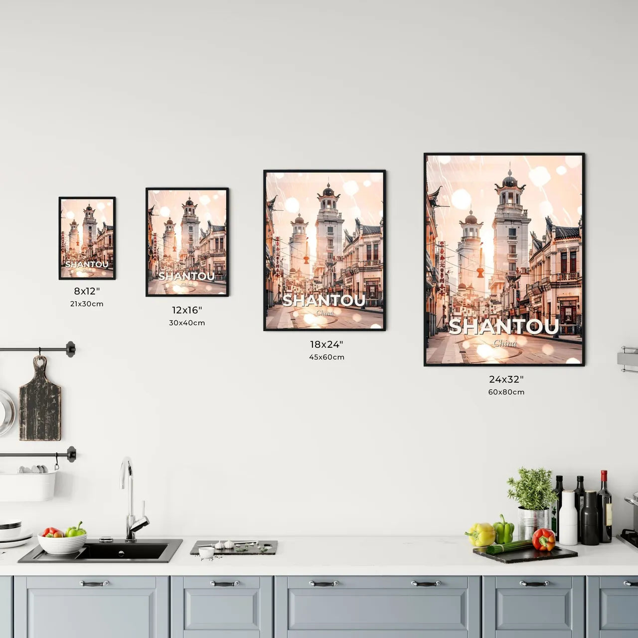 Shantou City Lightscape Double Exposure Poster Office Art
