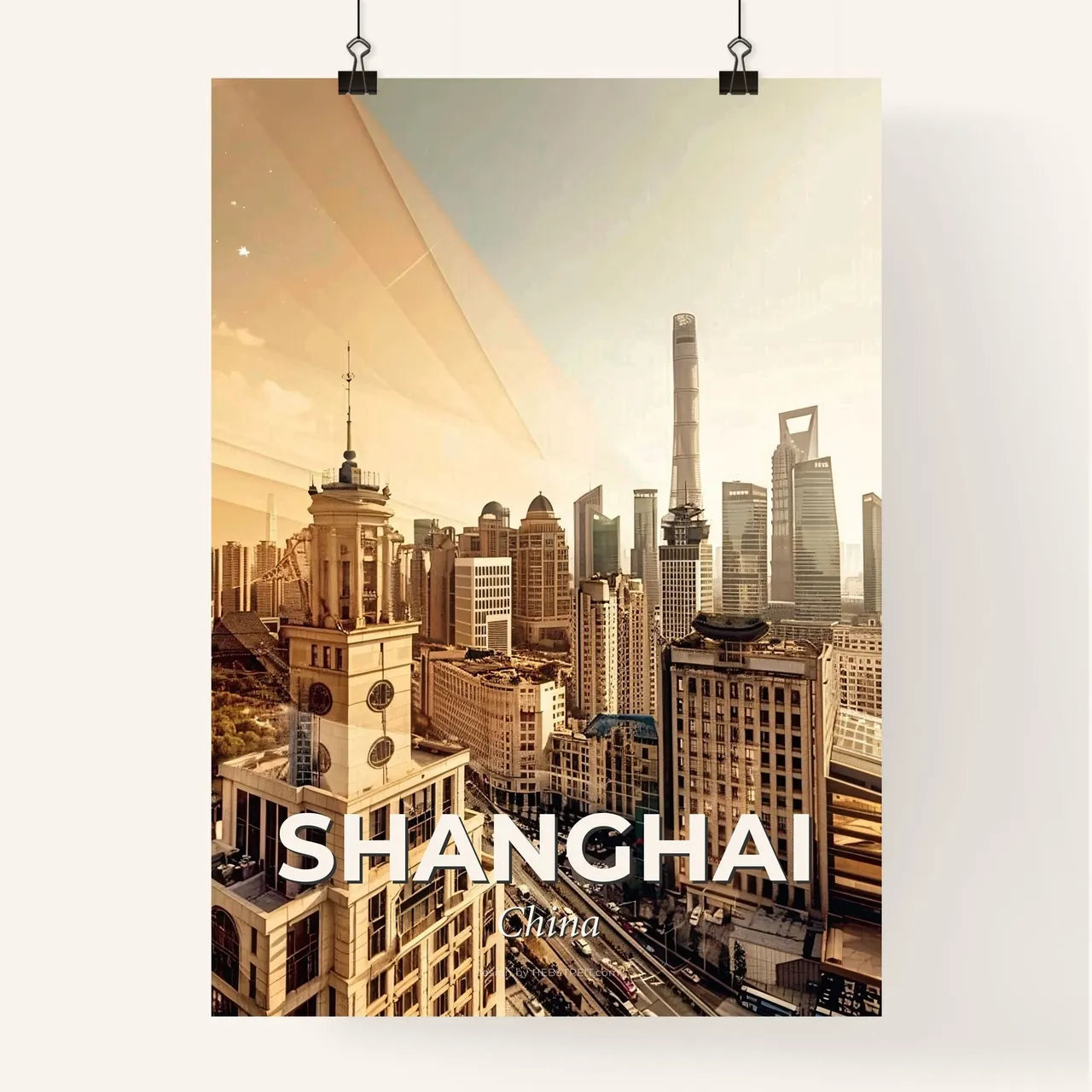 Shanghai Skyline Composite Art Cityscape Poster