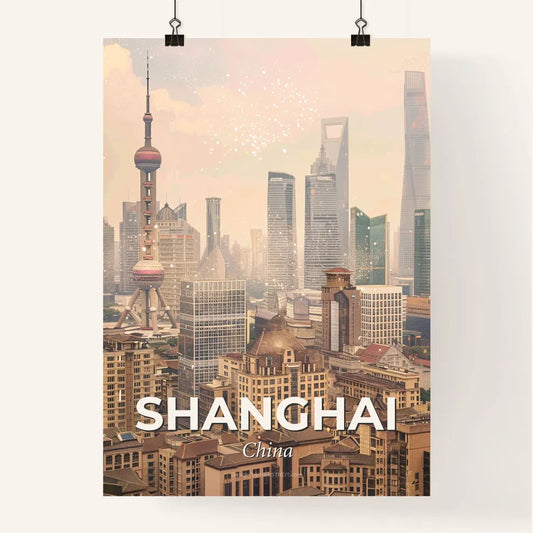 Shanghai Skyline Double Exposure Artwork Poster