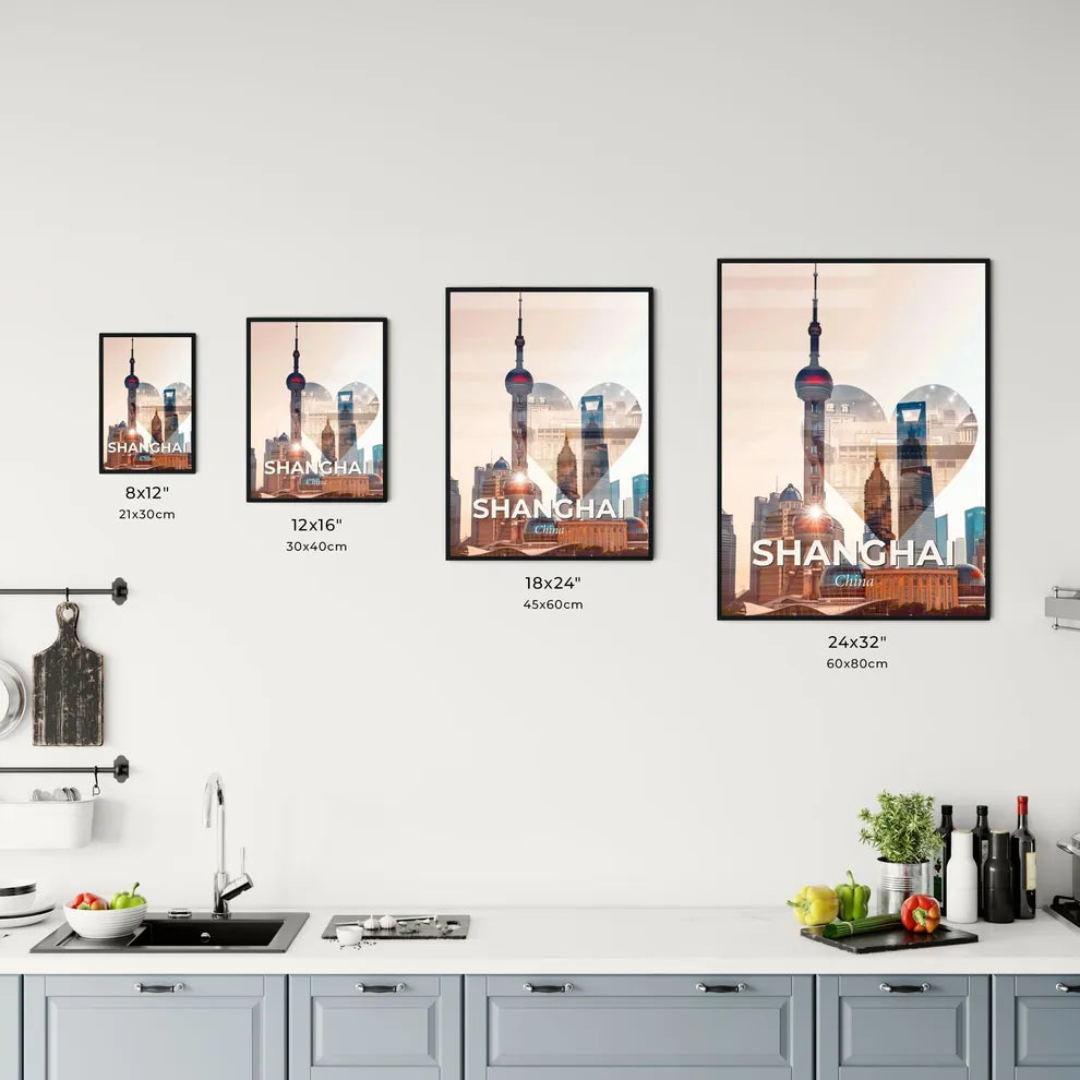 Shanghai City Icon Composite Fine Art Poster Office Art