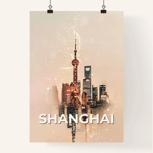 Shanghai Skyline Fusion Lights Poster