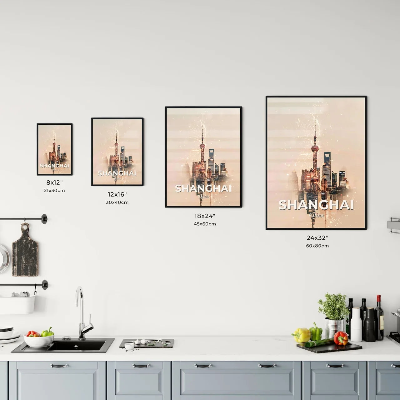 Shanghai Skyline Fusion Lights Office Art