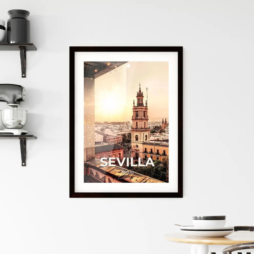 Sevilla City Skyline Art Poster Composite Framed Print