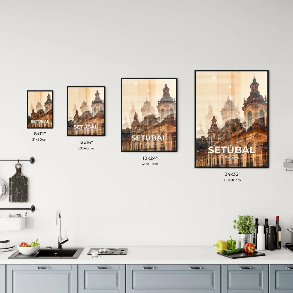 Setubal Skyline Art Deco Poster with Local Charm Office Art