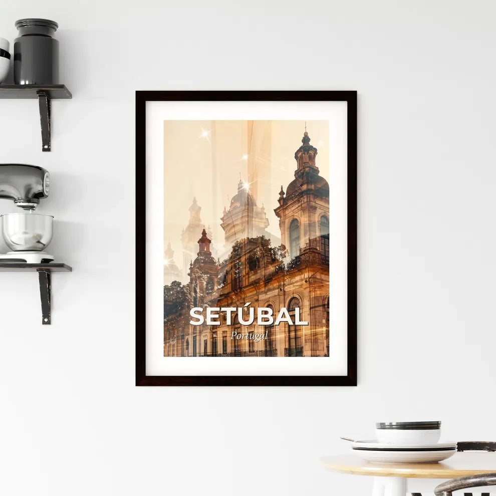 Setubal Skyline Art Deco Poster with Local Charm Framed Print