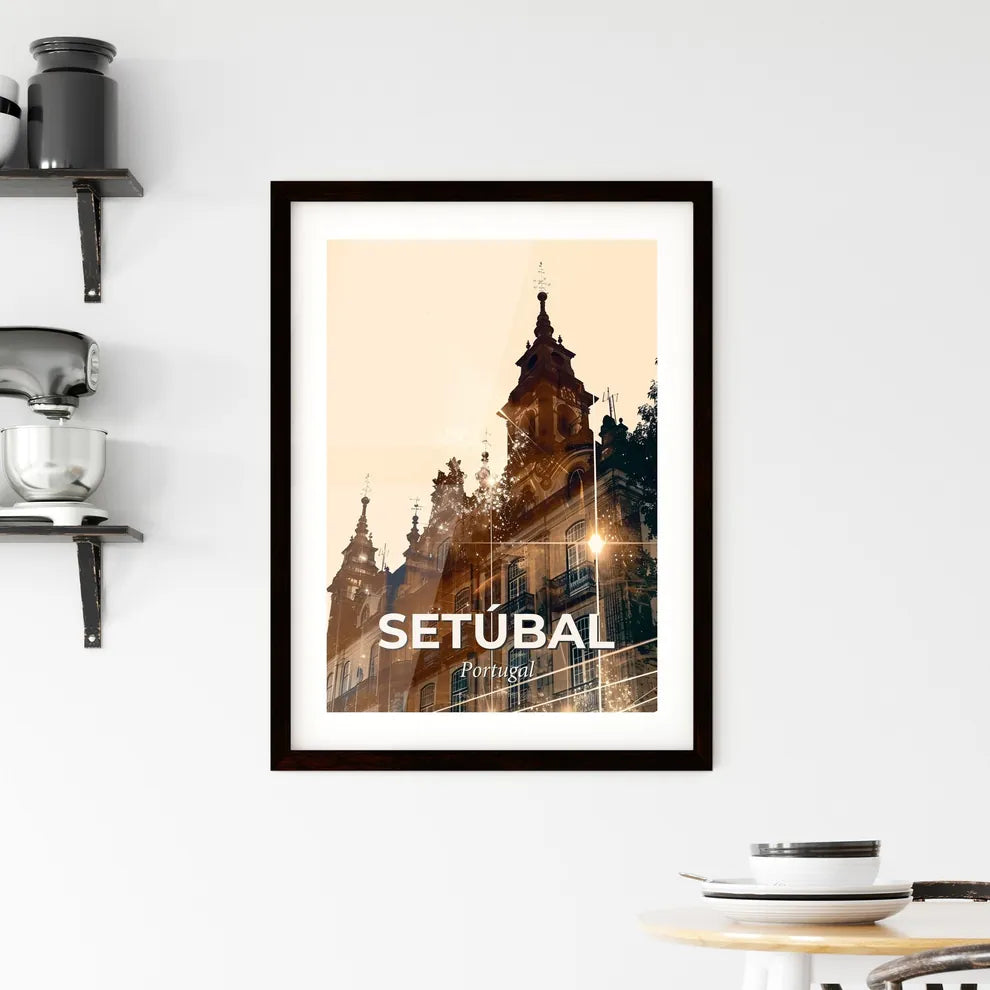 Setubal City Skyline Portrait Printed Poster Framed Print