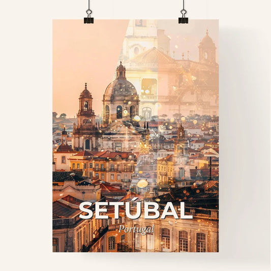 Setubal City Skyline Double Exposure Composite Art Poster