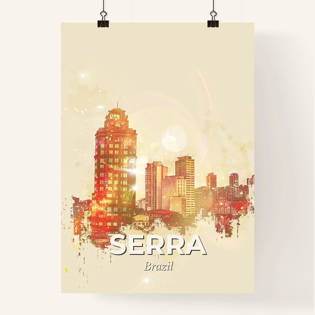 Serra, Brazil: City Skyline Composite Art Wonder Poster