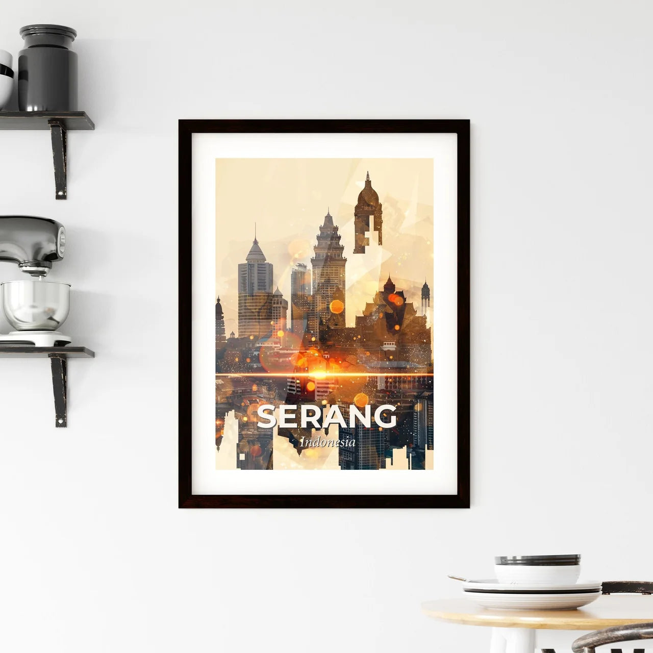 Serang Skyline Art: Local Icons in Vivid Hues Framed Print