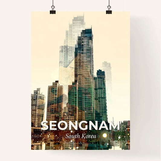 Seongnam Skyline with Local Icons and Subtle Sparkle Poster