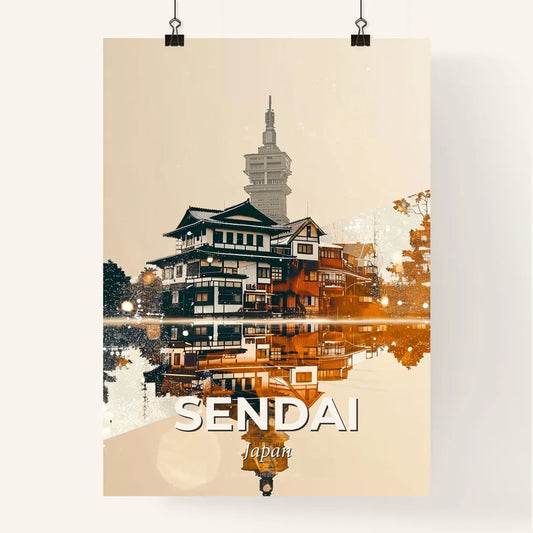 Sendai Skyline Double Exposure Composite Art Poster