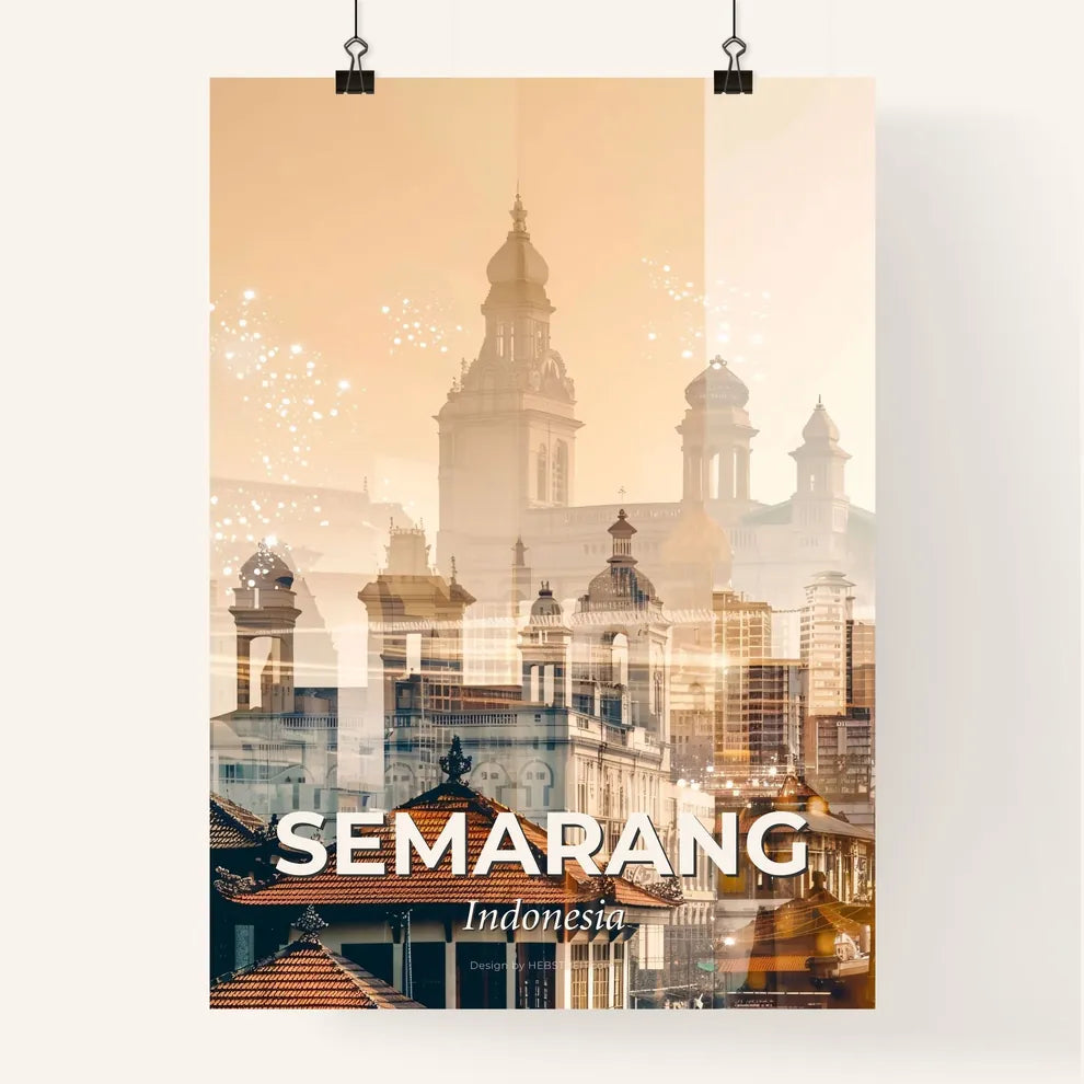 Semarang Skyline Double Exposure Poster Art Poster
