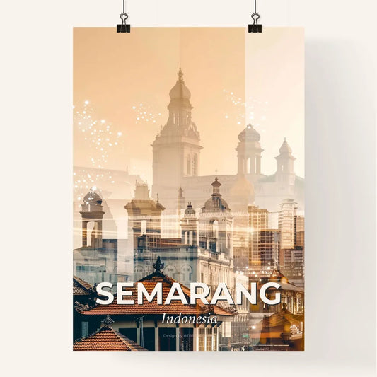 Semarang Skyline Double Exposure Poster Art Poster