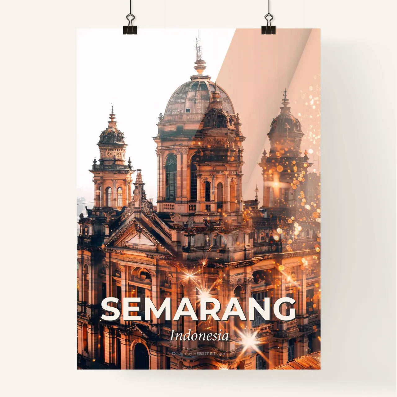 Semarang Skyline Double Exposure Cityscape Poster Art Poster