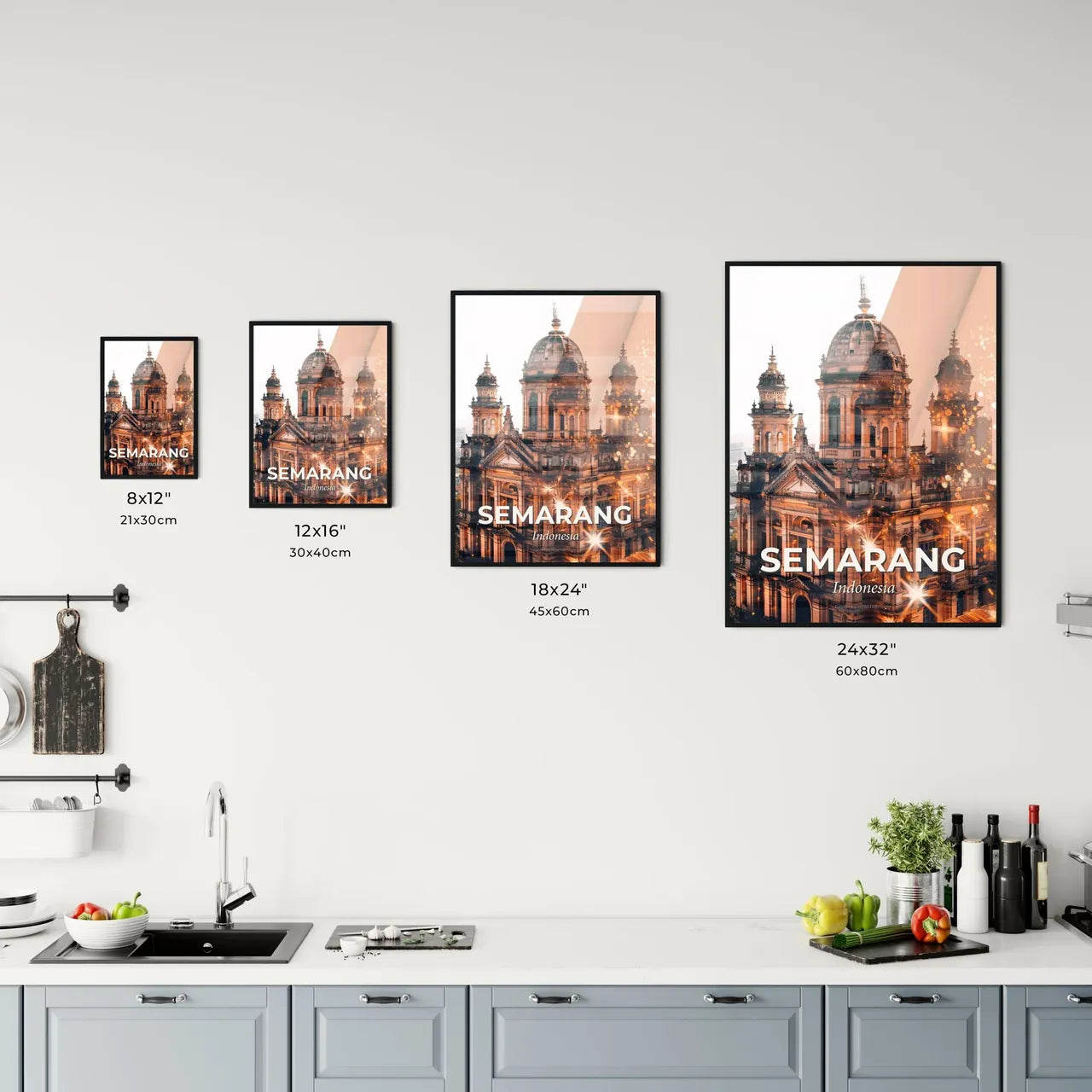 Semarang Skyline Double Exposure Cityscape Poster Art Office Art