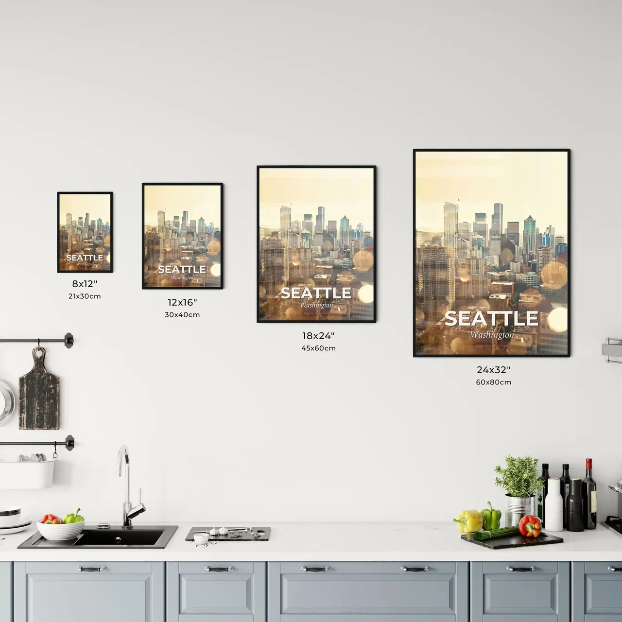Seattle City Skyline Art Print: Local Architecture Icons Office Art