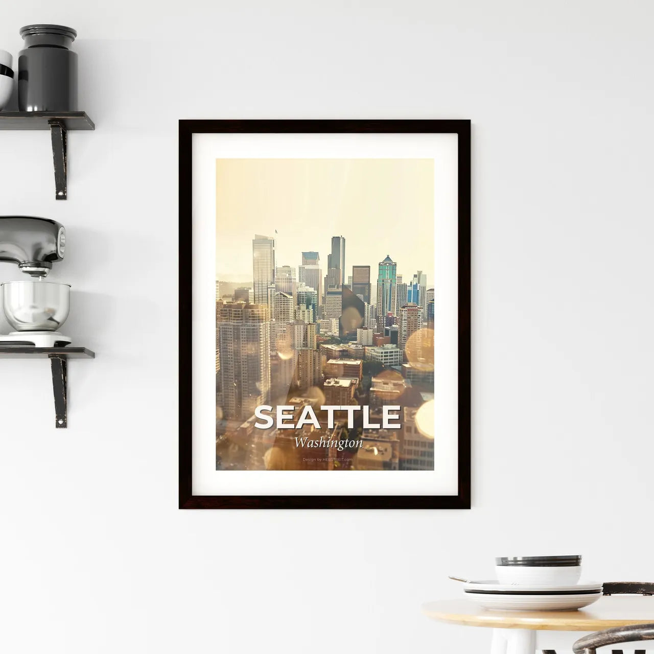 Seattle City Skyline Art Print: Local Architecture Icons Framed Print