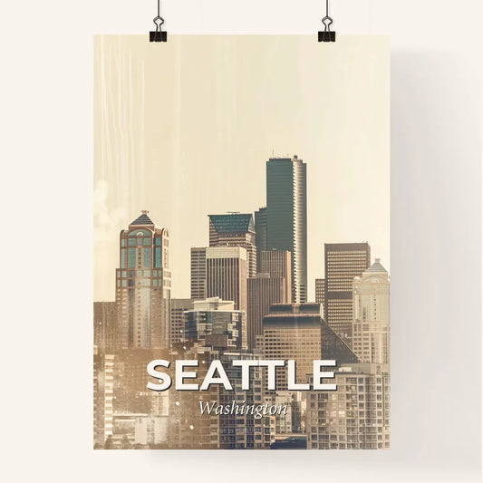 Seattle Skyline Double Exposure Composite Art Cityscape Poster