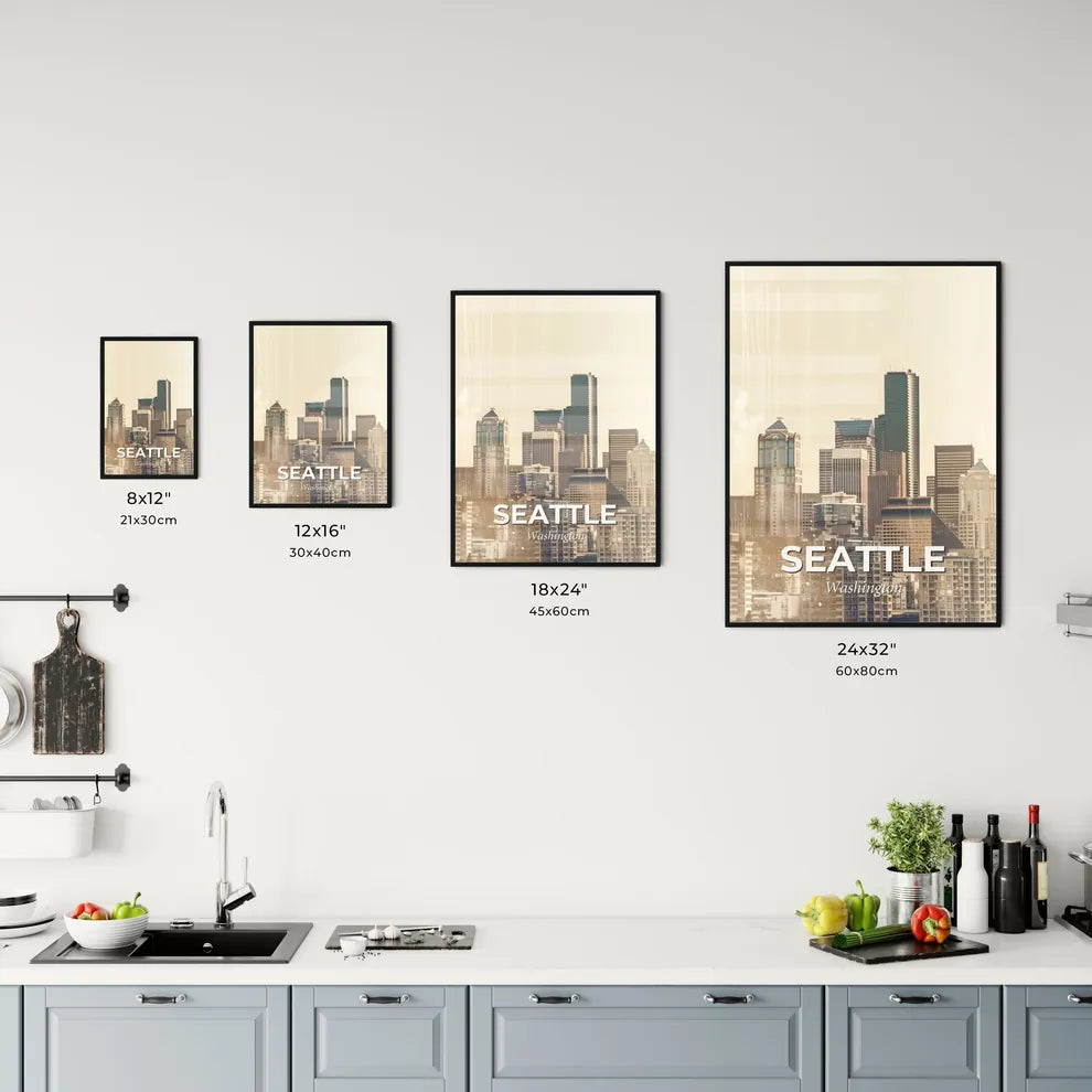 Seattle Skyline Double Exposure Composite Art Cityscape Office Art
