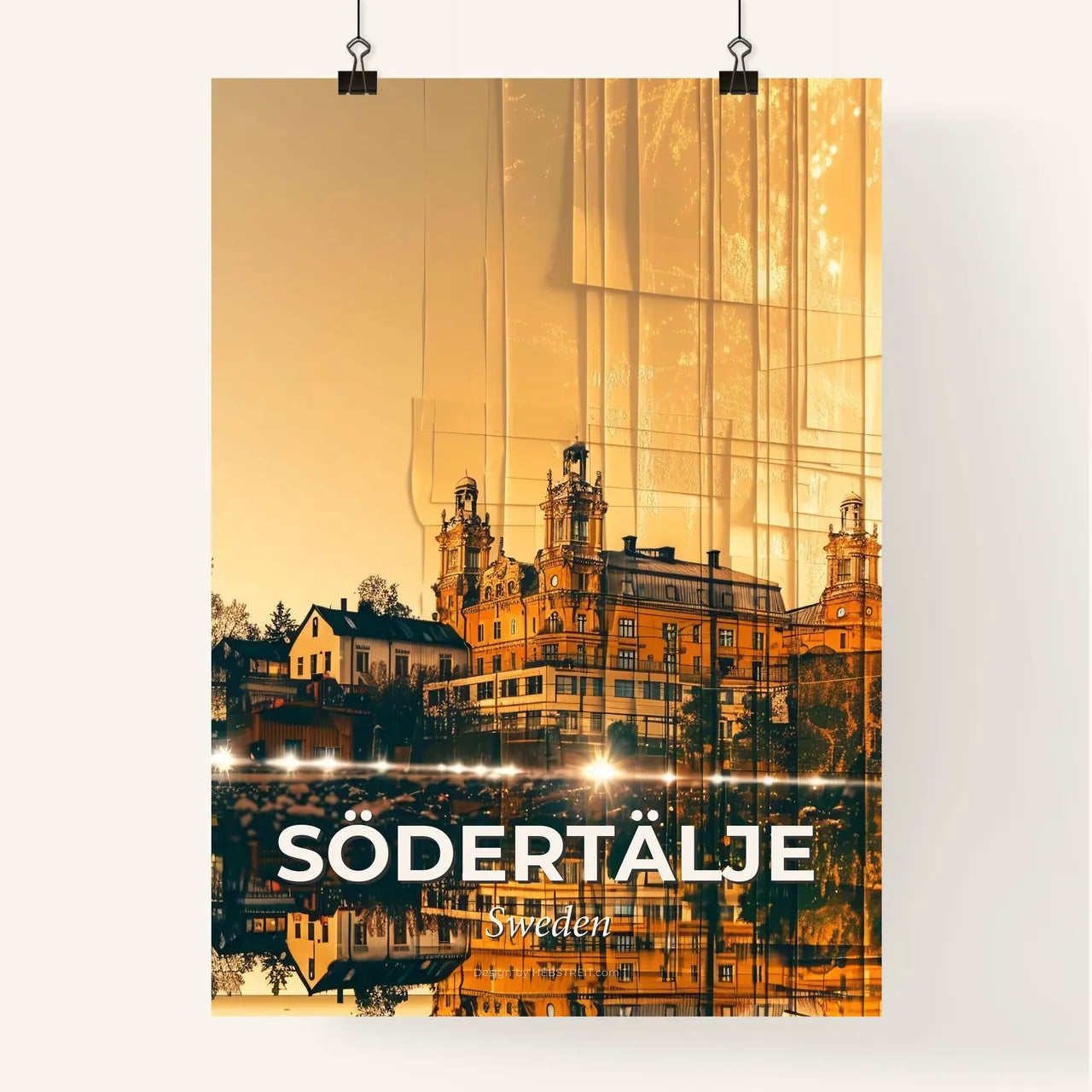 Södertälje City Skyline Poster Art with Sparkles Poster