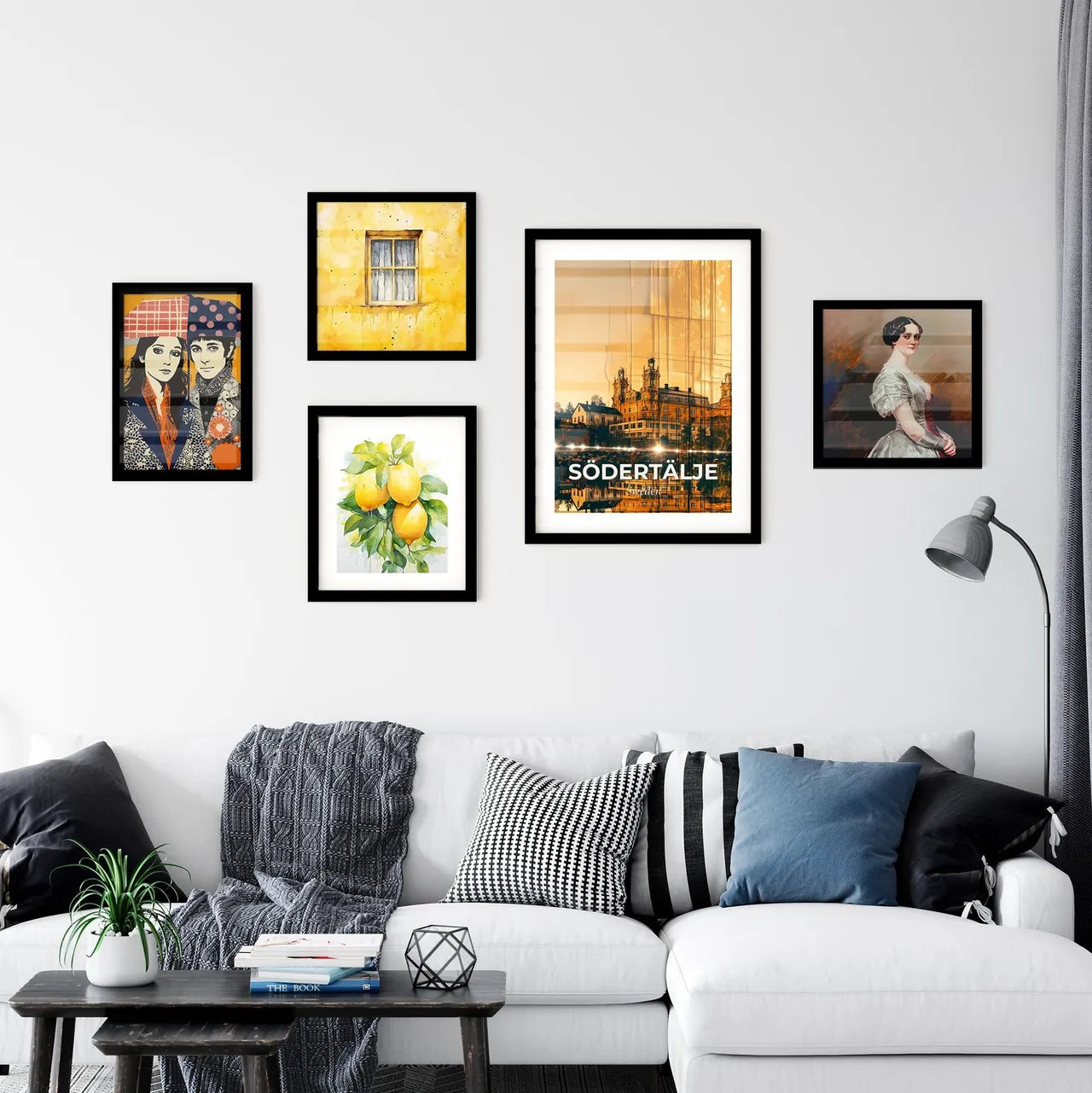 Södertälje City Skyline Poster Art with Sparkles Wall Art