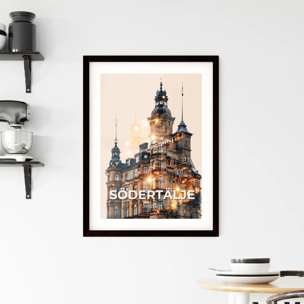 Södertälje Skyline Night Dreamy Poster Art Framed Print