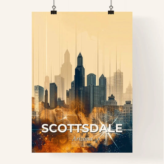 Scottsdale Skyline Composite Artwork Beige Paper Background Poster