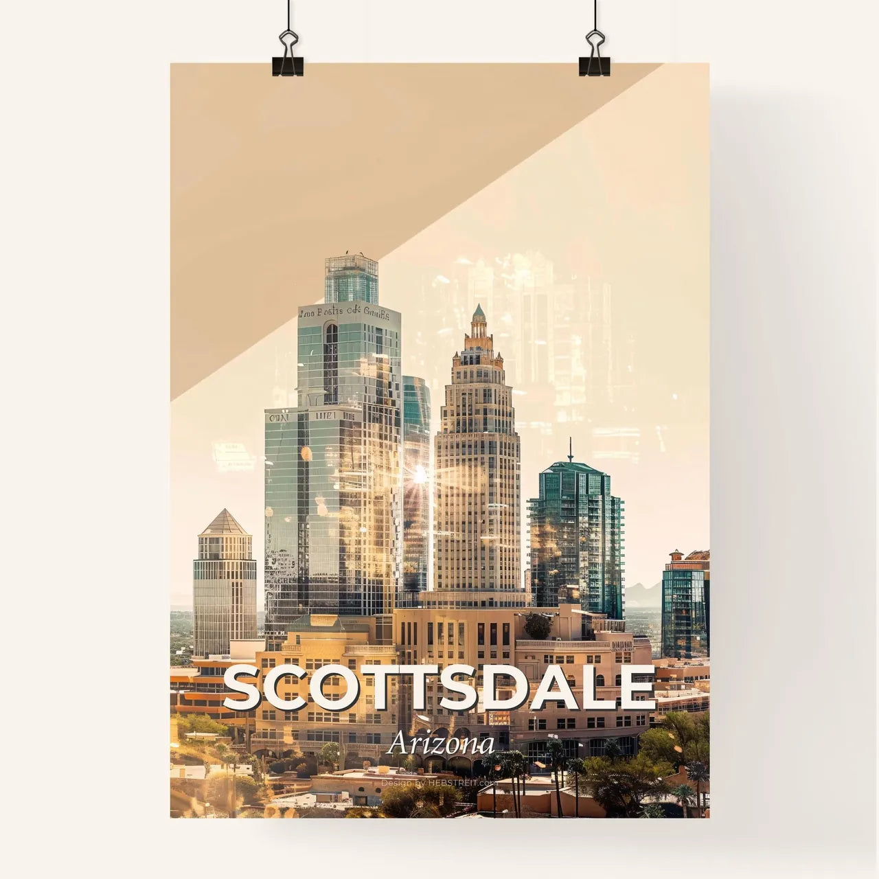 Scottsdale Skyline Double Exposure Composite Art Poster