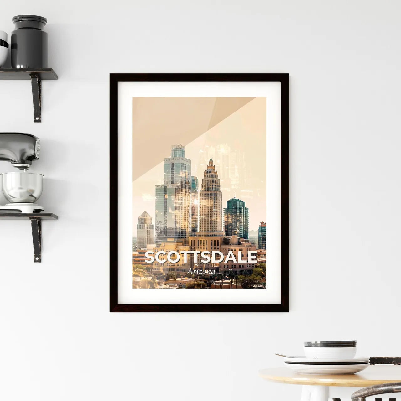 Scottsdale Skyline Double Exposure Composite Art Framed Print
