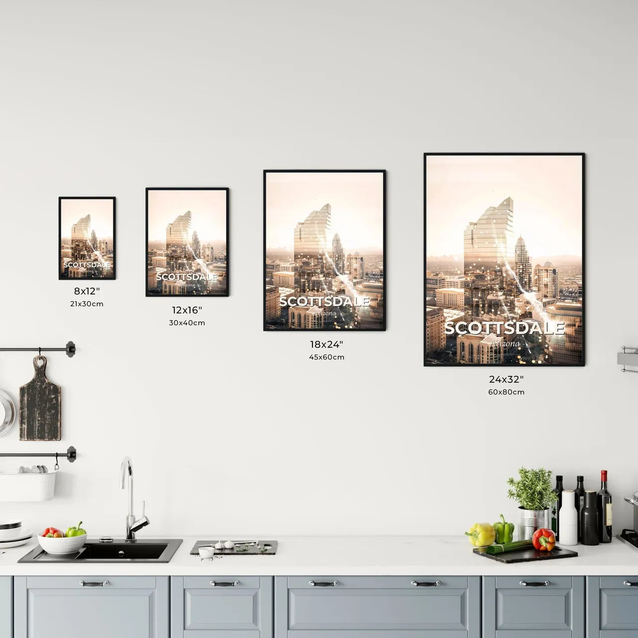 Scottsdale Skyline Double Exposure Art Poster Office Art