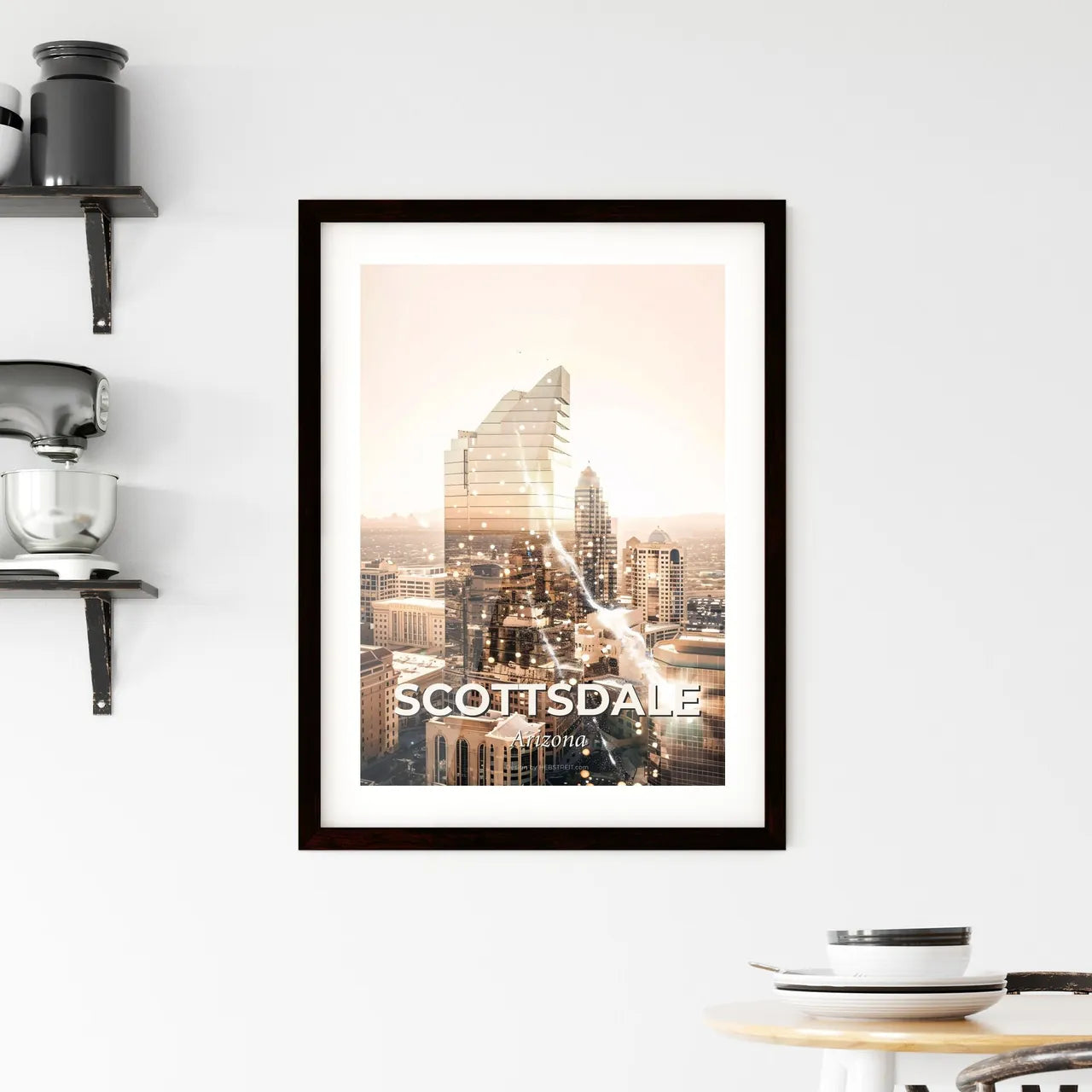 Scottsdale Skyline Double Exposure Art Poster Framed Print