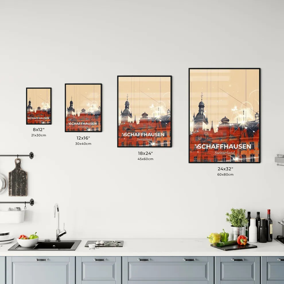 Schaffhausen City Skyline Double Exposure Poster Art Office Art